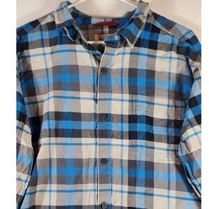 Columbia Sportswear Long Sleeve Plaid Button Up Shirt Men's XL Blue Gray White
